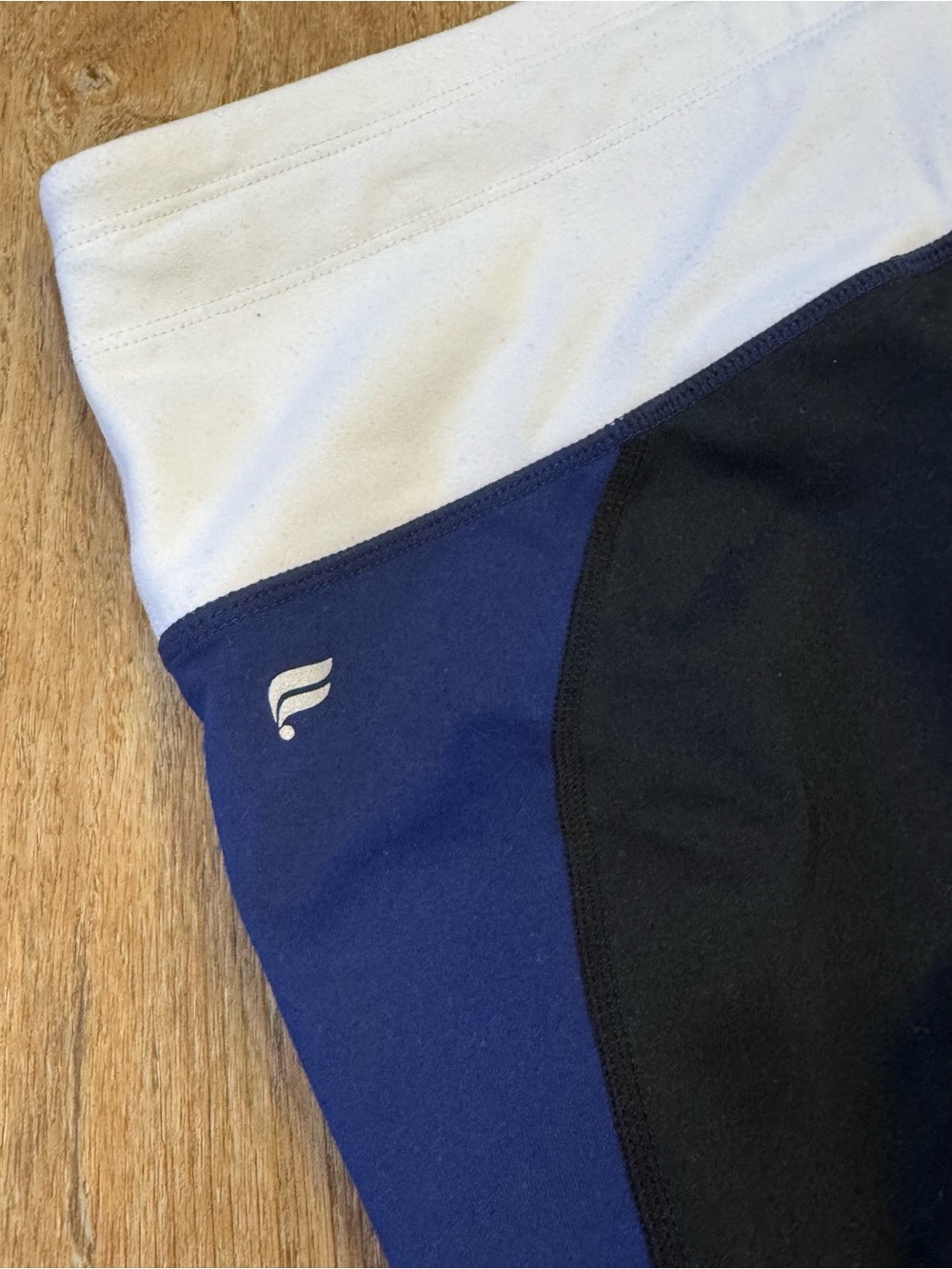 Fabletics Navy, White & Black Colorblock Leggings with Drawstring - Picture 7 of 8